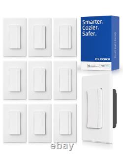 Lot de 10 interrupteurs variateurs intelligents, Wi-Fi, compatible Alexa/Google, blanc