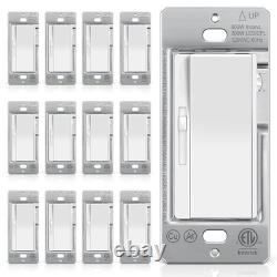 Lot de 12 interrupteurs variateurs coulissants super fins, unipolaire/va-et-vient, LED/CFL/à incandescence