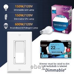 Lot de 12 interrupteurs variateurs d’intensité pour éclairage LED et CFL, interrupteur 3 voies pour LED et ampoules à incandescence, certifié ETL