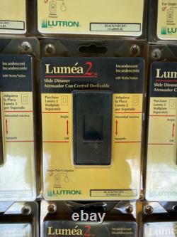 Lot de 16 interrupteurs variateurs à glissière unipolaires Lutron Lumea 2 LT-600H-BL noirs neufs