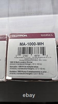 Lot de 5 gradateurs blancs Lutron 1000 watts pour emplacement multiple MA-1000-WH