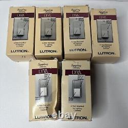 Lot de 6 interrupteurs à variateur à curseur à 3 voies Lutron Diva à simple pôle 600W blanc