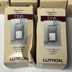 Lot de 6 interrupteurs à variateur à curseur à 3 voies Lutron Diva à simple pôle 600W blanc