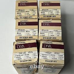 Lot de 6 interrupteurs à variateur à curseur à 3 voies Lutron Diva à simple pôle 600W blanc