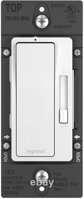 Lot de 6 interrupteurs de commande de ventilateur à préréglage LEGRAND RADIANT RHDH163PWCCV6, va-et-vient, blanc