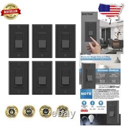 Lot de 6 interrupteurs muraux variateurs noirs, monopolaire/va-et-vient, compatibles LED