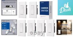 Lot de 6 variateurs d’intensité numériques pour interrupteur d’éclairage, 300 W LED et 600 W incandescent, blanc mat