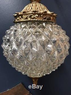 Lumière Accrochante De Lampe De Butin De Verre D'ananas Vintage Avec Le Commutateur De Gradateur