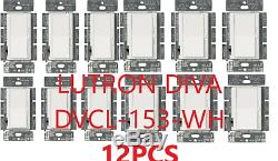 Lutron Diva Dvcl-153p-wh Interrupteur Variateur De Lumière Mural Cfl / Led 3 Voies 150w Slide 12pcs