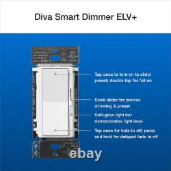Lutron Diva variateur d’éclairage intelligent ELV+ pour éclairage Caseta, LED 250 watts, neutre