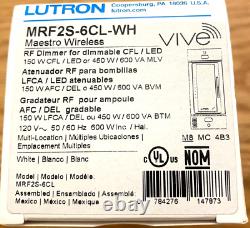 Lutron MRF2S-6CL-WH Vive Maestro Variateur RF sans fil MRF2 6CL WH EXPÉDITION LE MÊME JOUR