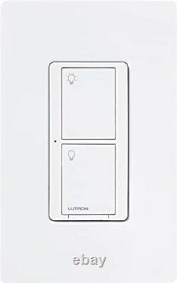 Lutron PD-5WS-DV-WH Interrupteur de lumière et de contrôle de ventilateur sans fil Caseta de 5A à encastrer