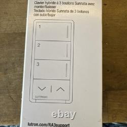 Lutron RRST-HN3RL-WH RadioRA 3 clavier hybride à 3 boutons Sunnata variateur blanc brillant