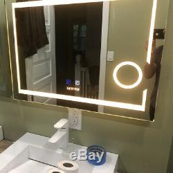 Miroir De Salle De Bains Fixé Au Mur 3x Magnifier Interrupteur Tactile Tactile Avec Variateur De Lumière Led