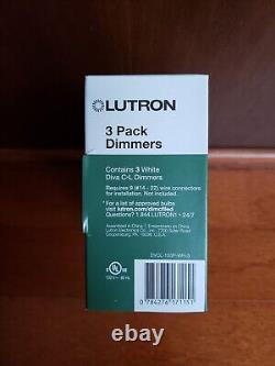 Nouveau 6 (2x 3 Pack) Variateurs Lutron Diva Blanc DVCL-153P-WH-3 Interrupteur de lumière LED CFL