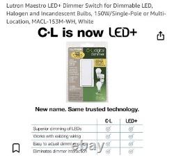 Nouveau Lutron Maestro Multi-location + gradateur LED MACL-153M-WH Lot de 9