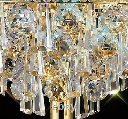 Or Lampe De Table Cristal 5 Lumière Grande Ronde Courbe Sphères Hexagonales Gouttes