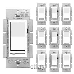 Pack de 10 variateurs de lumière, simple ou à 3 voies, interrupteurs à glissière, Com