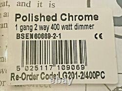 Poli Chrome Single Wall Dimmer Switch Brushed Steel 400w Light 1 Gang 2 Way