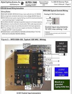 RPD1300 0-10V 300 W. Phase inversée, gradateur LED ELV. Certifié UL, FABRIQUÉ AUX ÉTATS-UNIS