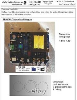 RPD1300 0-10V 300 W. Phase inversée, gradateur LED ELV. Certifié UL, FABRIQUÉ AUX ÉTATS-UNIS