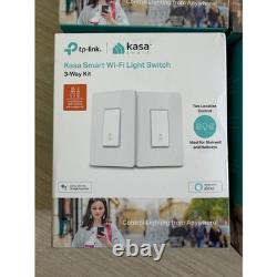 TP-Link Kasa Smart Wi-Fi Interrupteur mural intelligent avec variateur, lot de 6 boîtes, va-et-vient, simple, blanc, neuf