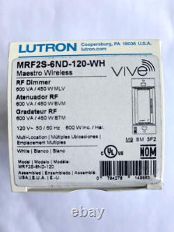 Traduisez ce titre en français : Lutron Vive MRF2S-6ND-120-WH RF Dimmer Blanc remplace MRF2 6ND 120 EXPÉDIÉ LE MÊME JOUR.