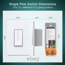 Treatlife Smart Dimmer Light Switch 4 Pack Travailler Avec Alexa 2.4ghz Wifi Single-pole