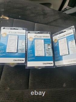 Trois (3) Lutron Caseta Pd-6wcl-wh-r Allumage Dimmer Switch White New In Box