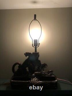 Vintage Panther Table Lampter Works Brown MCM MID Century Rare Jaguar Light