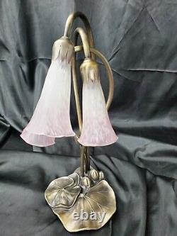 Vintage Style Tiffany Rose Verre 3 Lumière Lilly Lampe 16 Commutateur Luminosite